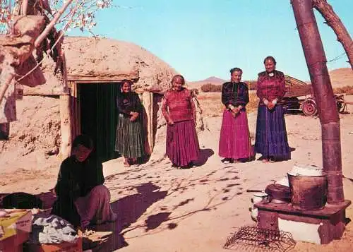 United States Navajo women Hogan