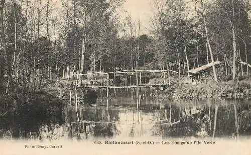 A5129 Ballancourt les etangs de l`Ile Verte (trimmed damage postcard)