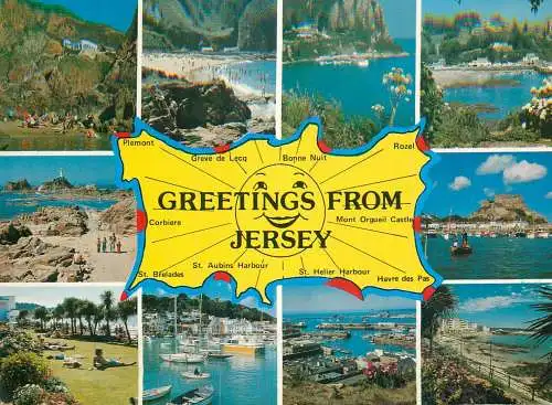 Channel Islands greetings from Jersey multi view and map
