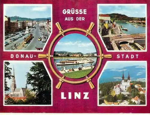 Austria Grusse aus der Linz Donau Stadt multi view souvenir