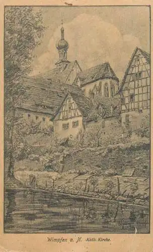 A5118 Bad Wimpfen Kath. Kirche Kunstler-AK