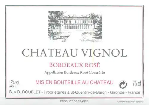 A5000 Chateau Vignol Bordeaux Rose label