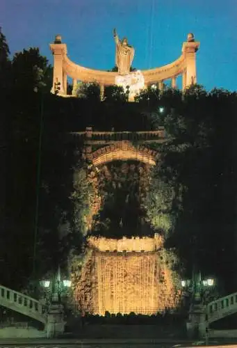 Hungary Budapest St Gellert statue monument night view