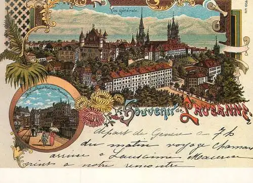 A5059 Advertising poster modern postcard tourism Litho repro Lausanne Schweiz