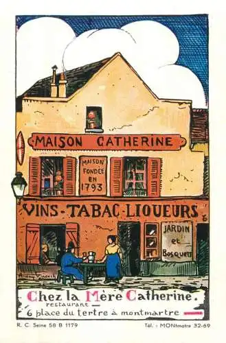 A5059 Advertising poster modern postcard Maison Catherine vins tabac liqueurs