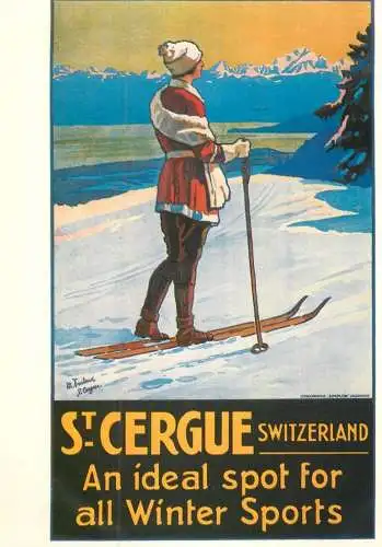 A5059 Advertising poster modern postcard tourism Switzerland St. Cergue winter sports
