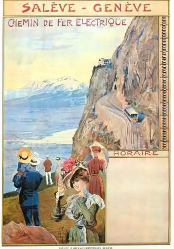 A5059 Advertising poster modern postcard tourism Schweiz electric railway Saleve - Geneve
