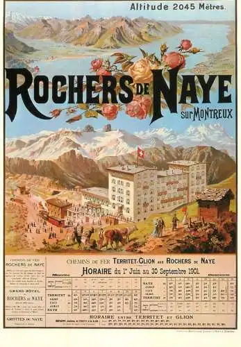 A5059 Advertising poster modern postcard tourism Schweiz Rochers de Naye chemins de fer railway