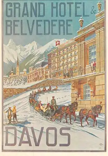 A5059 Advertising poster modern postcard tourism Schweiz grand hotel Belvedere Davos