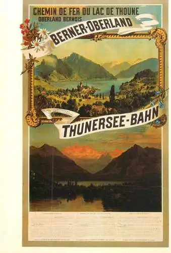 A5059 Advertising poster modern postcard tourism Schweiz Berner Oberland Thunersee Bahn chemin de fer lac de Thoune