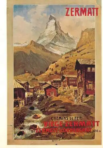 A5059 Advertising poster modern postcard tourism Schweiz Zermatt railway