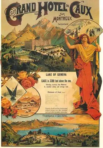 A5059 Advertising poster modern postcard tourism Schweiz grand hotel de Caux lake of Geneva