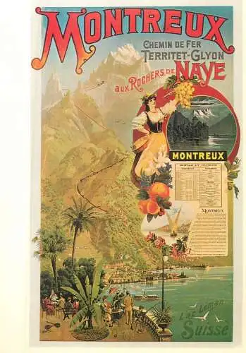 A5059 Advertising poster modern postcard tourism Montreux chemin de fer Territet-Glyon aux Rochers de Naye