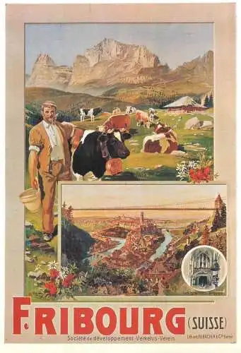 A5059 Advertising poster modern postcard Fribourg Suisse