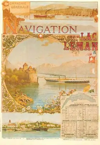 A5059 Advertising poster modern postcard navigation Lac Leman