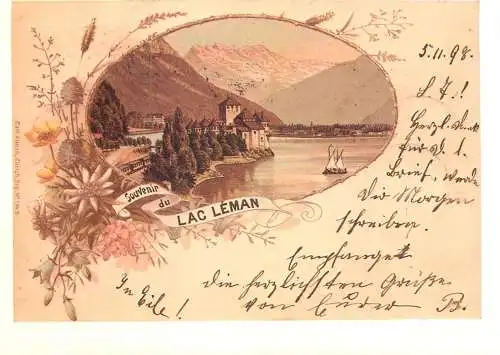 A5059 Advertising poster modern postcard tourism lac Leman Schweiz