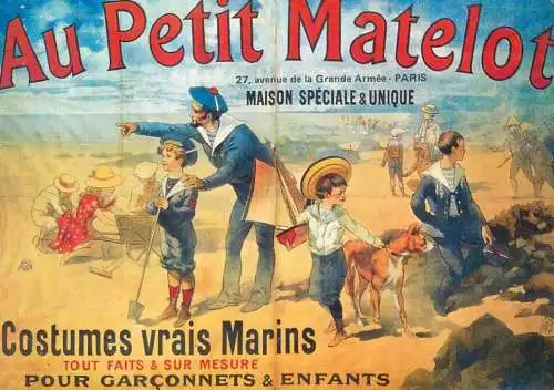 A5059 Advertising poster modern postcard Au Petit Matelot costumes vrais Marins