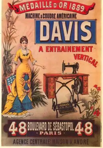 A5059 Advertising poster modern postcard american sewing machine Davis