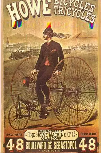 A5059 Advertising poster modern postcard Howe bicycles tricycles