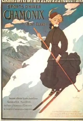 A5059 Advertising poster modern postcard Chemins de Fer de Paris a Lyon & a la Mediterranee Chamonix sports ski