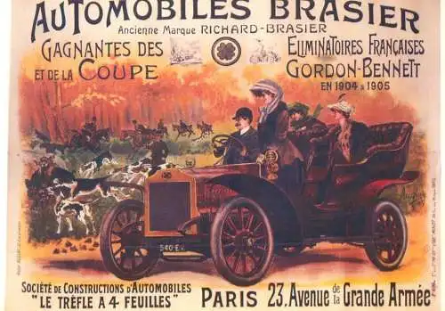 A5059 Advertising poster modern postcard automobiles Brasier