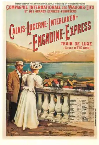 A5059 Advertising poster modern postcard Suisse train de luxe Engadine Express