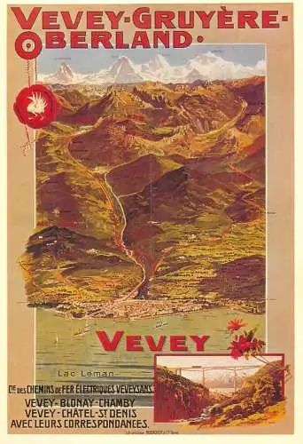 A5059 Advertising poster modern postcard Suisse Vevey Gruyere Oberland Lac Leman