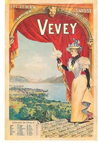 A5059 Advertising poster modern postcard Suisse Vevey Lac Leman
