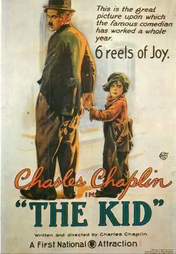 A5059 Advertising poster modern postcard Charles Chaplin in The Kid