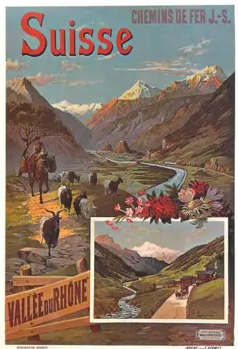 A5059 Advertising poster modern postcard Suisse chemin de fer vallee du Rhone