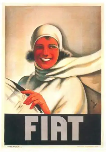 A5059 Advertising poster modern postcard FIAT