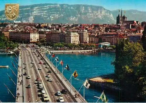Switzerland Geneve Pont de Mont-Blanc la Cathedrale