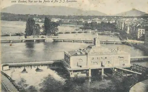 A5266 Switzerland Geneve vue generale les ponts et ile J.J Rousseau