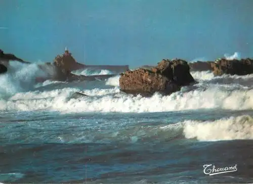 A5261 France Biarritz Rocher de la Vierge gros temps