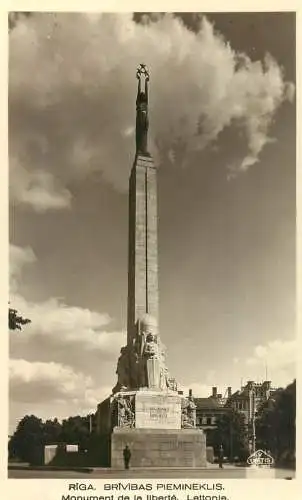 Latvia Riga liberty monument photo postcard 1941