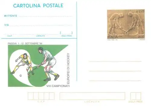 A5717 Cartolina postale Italia campionati di hockey