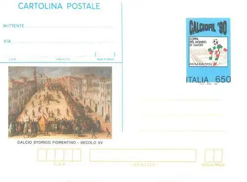 A5717 Cartolina postale Italia Calciofil `90 calcio storico fiorentino