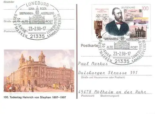 A5717 Postkarte Deutschland Todestag Heinrich von Stephan 1997