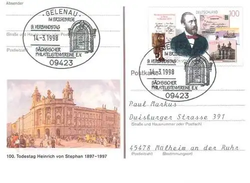 A5717 Postkarte Deutschland Todestag Heinrich von Stephan 1997