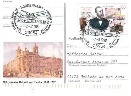 A5717 Postkarte Deutschland Todestag Heinrich von Stephan 1997