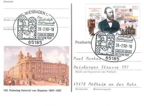 A5717 Postkarte Deutschland Todestag Heinrich von Stephan 1997