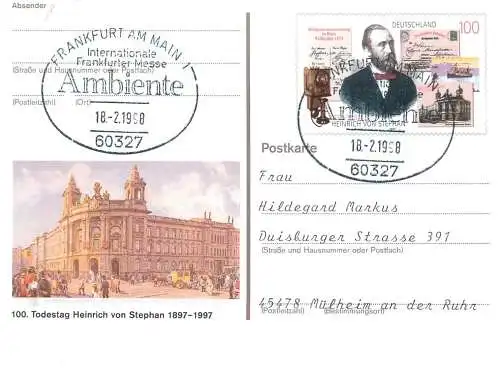 A5717 Postkarte Deutschland Todestag Heinrich von Stephan 1997