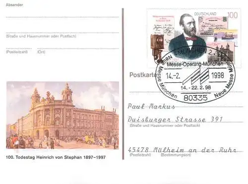 A5717 Postkarte Deutschland Todestag Heinrich von Stephan 1997