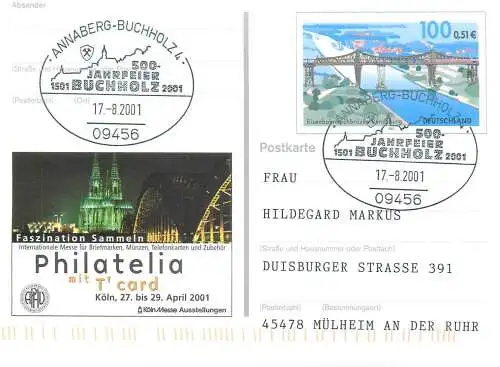 A5717 Postkarte Eisenbahnhochbrucke Rendsburg Philatelia Koln Messe Ausstellungen 2001