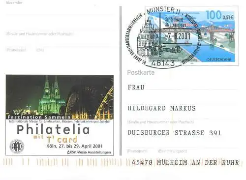 A5717 Postkarte Eisenbahnhochbrucke Rendsburg Philatelia Koln Messe Ausstellungen 2001
