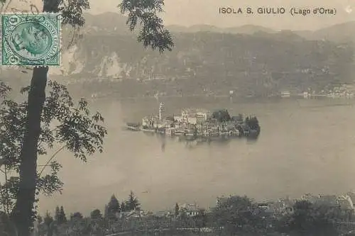 A5762 Italia Lago di Orta ristorante della Posta panorama postcard 1913