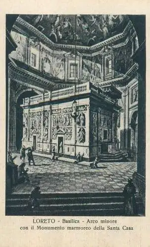 A5760 Italia Loreto basilica arco minore con il monumento marmoreo della Santa Casa
