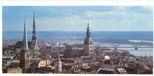 Latvia Riga panorama non-standard 9 x 21 cm postcard