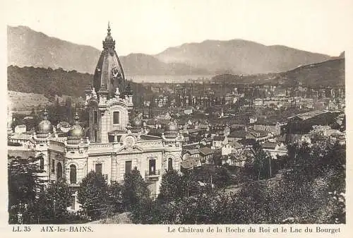 A5764 France Aix les Bains le chateau de la Roche du Roi et le lac du Bourget