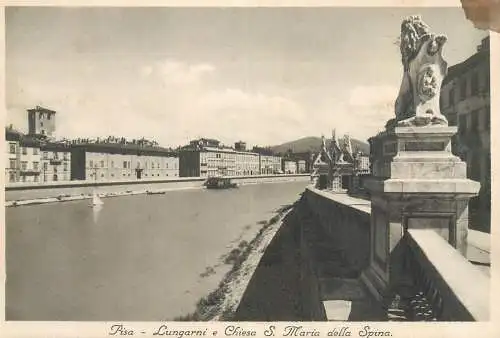 A5763 Italia Pisa Lungarni e chiesa S. Maria della Spina 1938